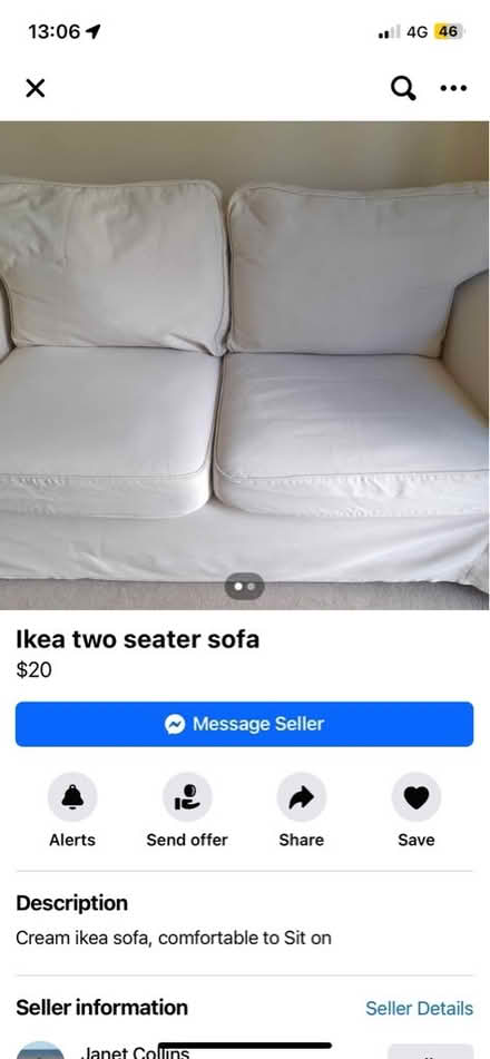 Photo of free IKEA Cream Two Seater Sofa (Hitchin) #1