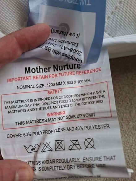 Photo of free Toddle cot size mattress (Seaside BN23) #1