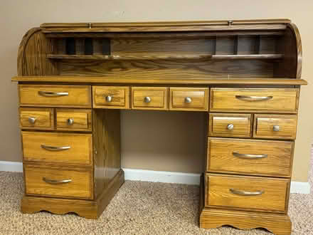 Photo of free Roll Top Desk - solid Oak (Buffalo Grove) #4