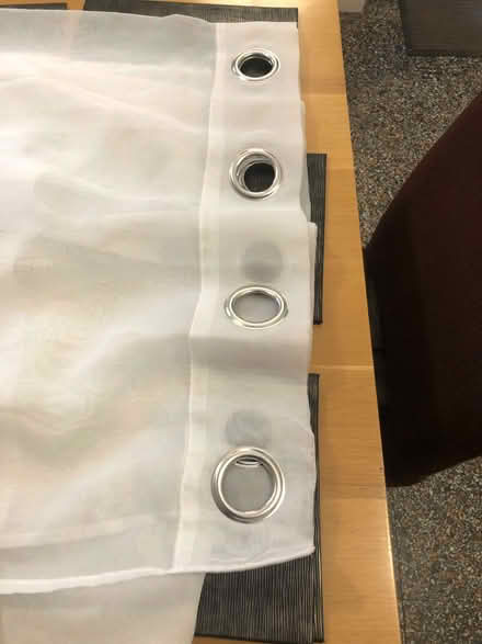 Photo of free 2 plain white ring top voile panels (Wood Farm OX3) #2