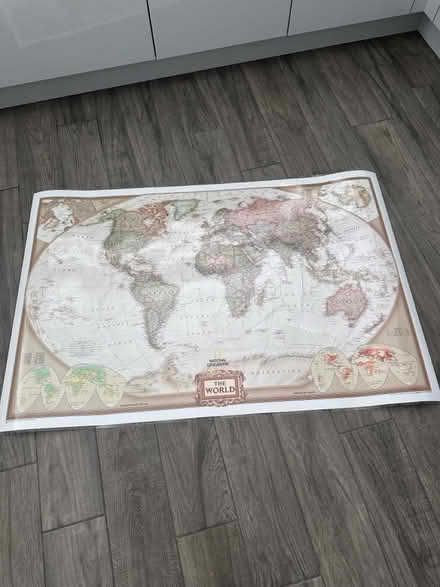 Photo of free Large laminated world map (L14 3NB) #3