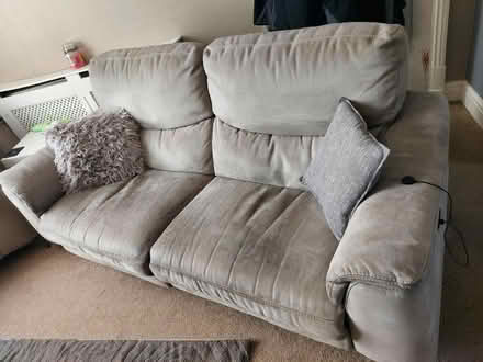 Photo of free Grey Sofa (3 seater) and Grey Armchair Recliners with USB ch (Holt Lane End M35) #2