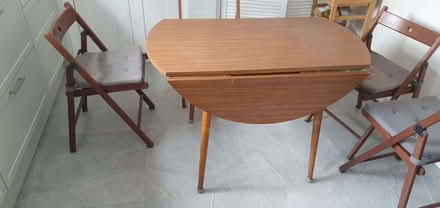 Photo of free 1 kitchen table and two folding chairs (Ravenscourt Park W6) #1
