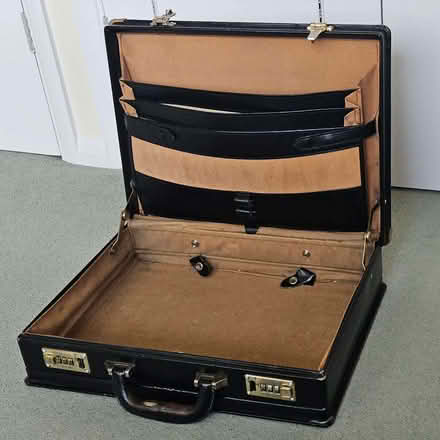 Photo of free Black leather attache case, expanding (Elmstead BR7) #2