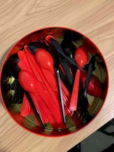 Photo of free Red and black plastic cutlery (Edgbaston B5) #1