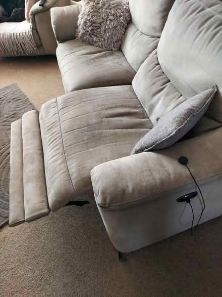 Photo of free Grey Sofa (3 seater) and Grey Armchair Recliners with USB ch (Holt Lane End M35) #3