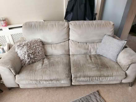 Photo of free Grey Sofa (3 seater) and Grey Armchair Recliners with USB ch (Holt Lane End M35) #1