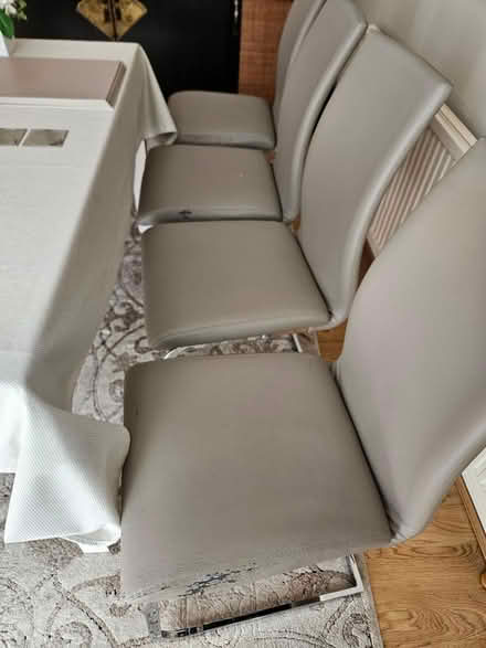Photo of free 6 beige leather dining chairs (Horsham) #1