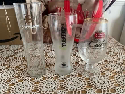 Photo of free Beer & Cider Pint Glasses x 3 (Cheshunt En8) #1