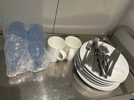 Photo of free Plates, cutlery, 2 cups, 2 bottles (W2 2ET) #1