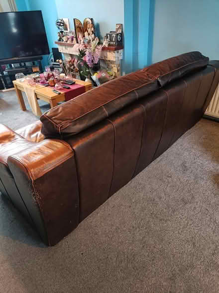 Photo of free Leather Couch and chair (Castleknock) #4