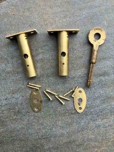 Photo of free 2 x sliding door security bolts + key + fittings (Little Herberts GL53) #1