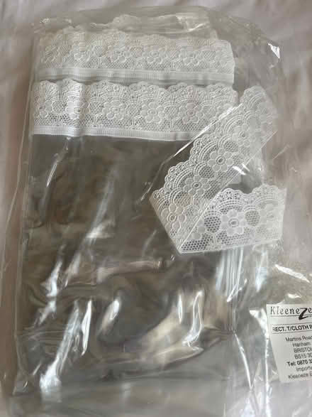 Photo of free Lace edged plastic tablecloth (Shirley, Croydon) #1