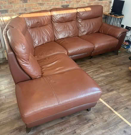 Photo of free Brown leather 6 seater corner sofa (Elseworth CB23) #4