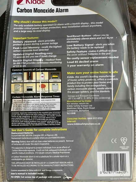 Photo of free Carbon monoxide alarm (Shirley, Croydon) #2