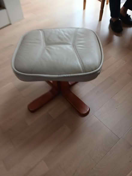 Photo of free Leather footstool 47 cm x 42cm x 36 cm high (Rusthall TN4) #1