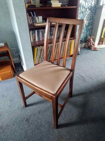 Photo of free Ercol solid oak table with 4 chairs of unknown make (Burncross S35) #3