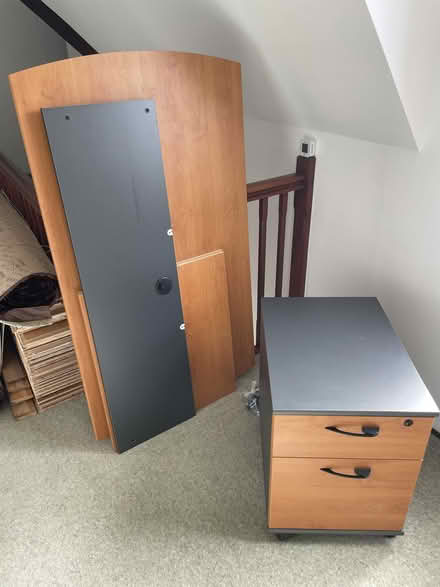 Photo of free Home office desk, 2 drawer pedestal and computer workstation (Shutlanger NN12) #3