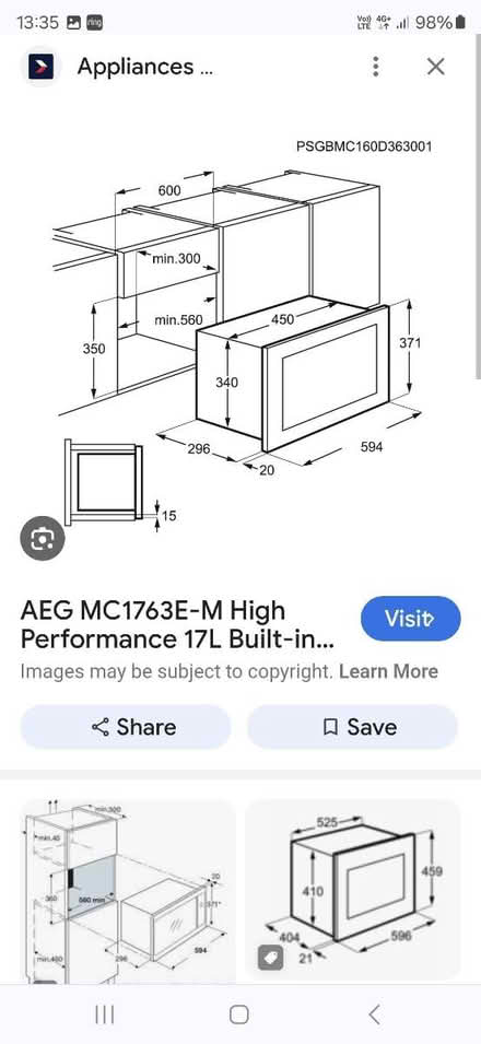 Photo of free Microwave AEG integrated (Sg29nb) #2