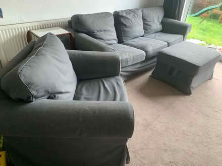 Photo of free 3 seater couch & Chair and pouffe (New Mills SK22) #2