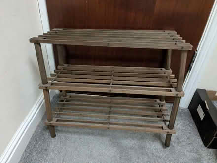 Photo of free Dark wood shoe rack (Whalley Range M16) #1