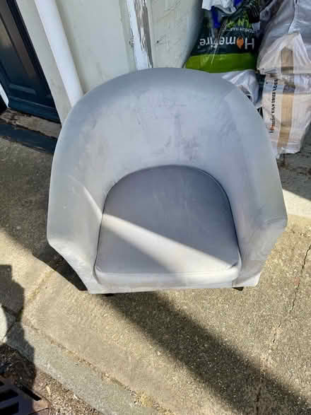 Photo of free Grey faux velvet bucket chair, good condition (New Town CO1) #1