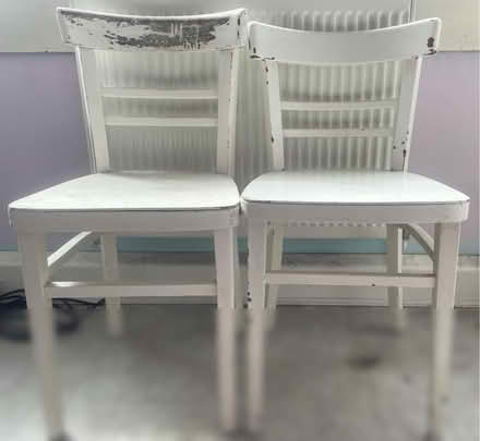 Photo of free 2 Vintage White Wooden Chairs (Clapham Junction SW11) #1