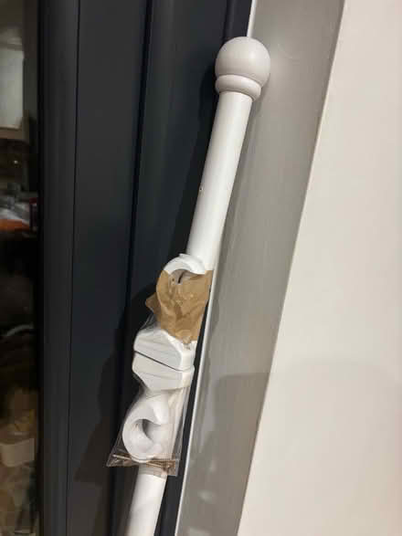 Photo of free White Wooden Curtain Pole and Fixings (Calthwaite CA11) #2