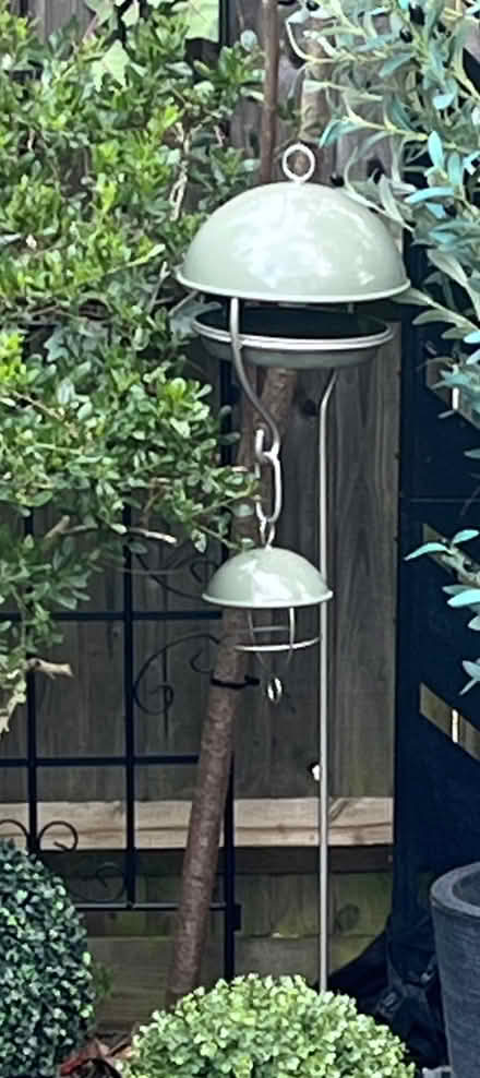 Photo of free Sage Green Metal Bird Feeder Station And Clay Plant Pot (Beaconsfield HP9) #1