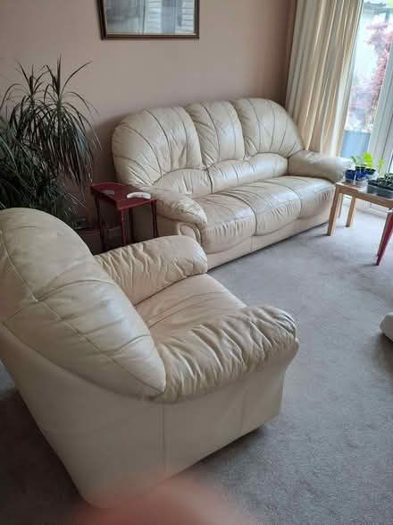 Photo of free Cream 3 seater sofa and single armchair (Castle Hill IP1) #1