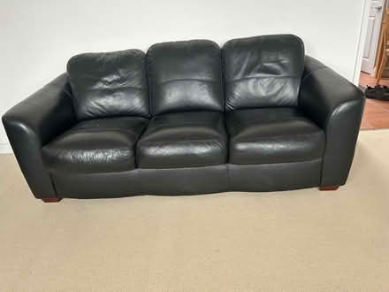 Photo of free Black leather sofa and chair, and a brown sofa, all in very (Penrith CA11) #3