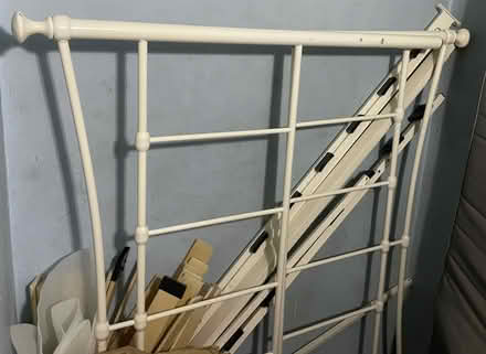 Photo of free Double Bed Frame (White Metal) & Mattress (Clapham Junction SW11) #1