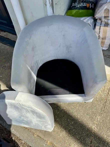 Photo of free Grey faux velvet bucket chair, good condition (New Town CO1) #3