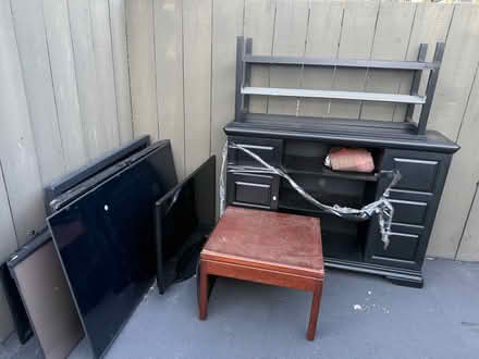 Photo of free Wooden cabinet-desk w compartments (1075 Valencia Avenue) #4