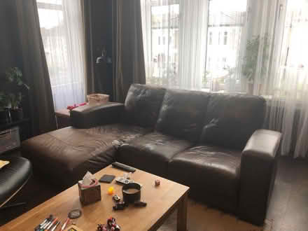 Photo of free Dfs brown leather sofa (Rutherglen G73) #1