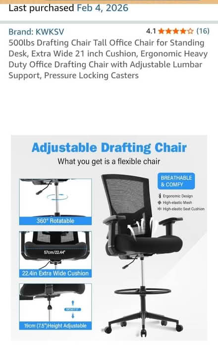 Photo of free Heavy duty drafting chair (Bedford, Ma. Lexington line.) #2