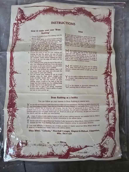 Photo of free Brass Rubbing Kit (West 7th) #1