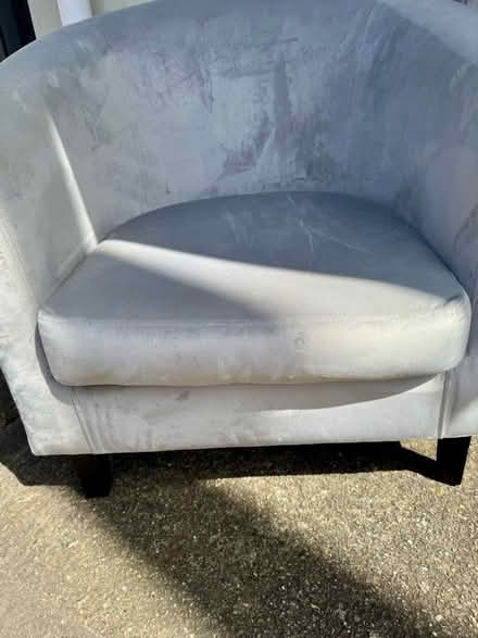 Photo of free Grey faux velvet bucket chair, good condition (New Town CO1) #2