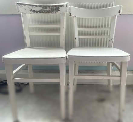 Photo of free 2 Vintage White Wooden Chairs (Clapham Junction) #1