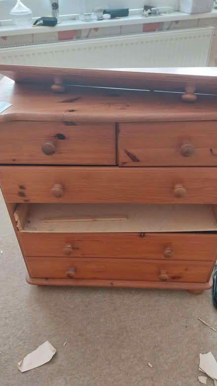 Photo of free Pine chest of drawers needs 1 drawer gluing back (Fairfield Park) #2