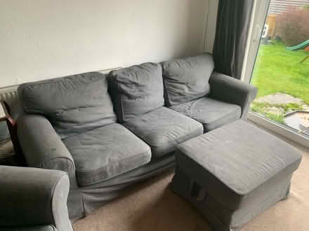 Photo of free 3 seater couch & Chair and pouffe (New Mills SK22) #3