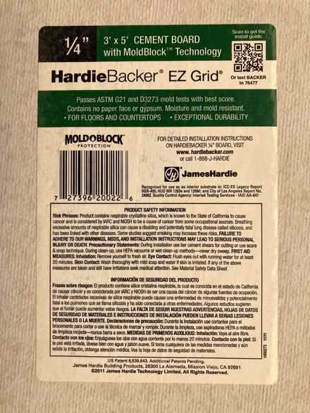 Photo of free Cement board for tiling (Wolfe and Evelyn / Sunnyvale) #1