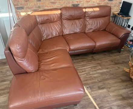 Photo of free Brown leather 6 seater corner sofa (Elseworth CB23) #1