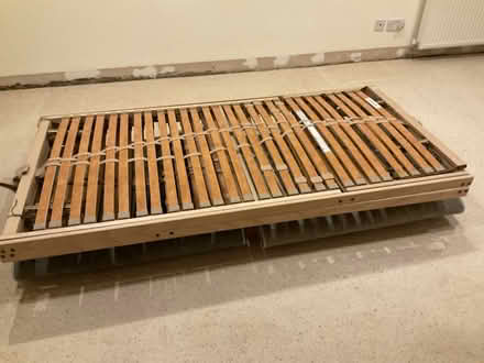 Photo of free Large flat pack bed real oak veneer and bedside cabinets (Shutlanger NN12) #3