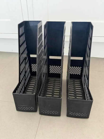 Photo of free 3 Black plastic magazine/file rack (Amersham HP6) #3