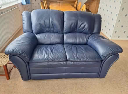 Photo of free 2 Seater Leather Sofa and Footstool (Navenby LN5) #1