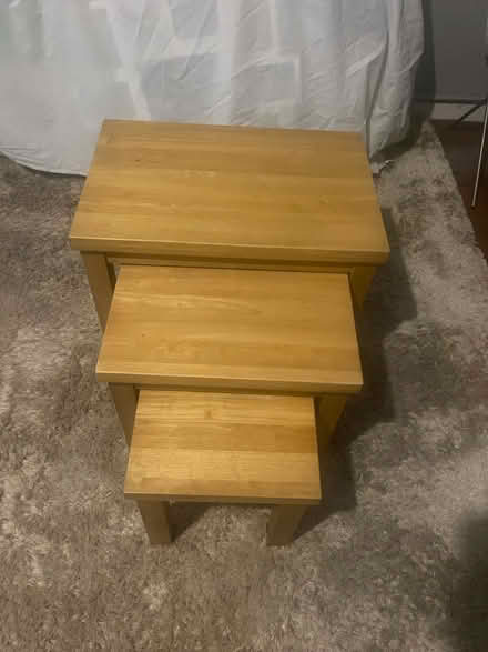 Photo of free Solid Oak wood nest of three tables (Stockwell SW9) #3