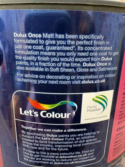 Photo of free 2.5ltr Dulux ONCE Matt (Scarborough YO12) #2
