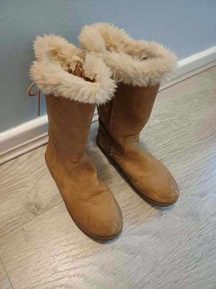 Photo of free Child's fake suede Zip up boots. Size 2 (Bromham MK43) #1