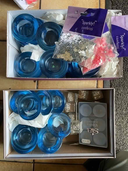 Photo of free Box of tea light holders, table sprinkles, table name holder (Within Fields HX3) #1